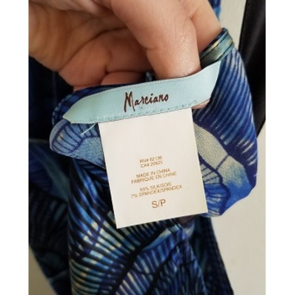 Marciano Silk Blue & Black Top Size Small - Picture 6 of 7